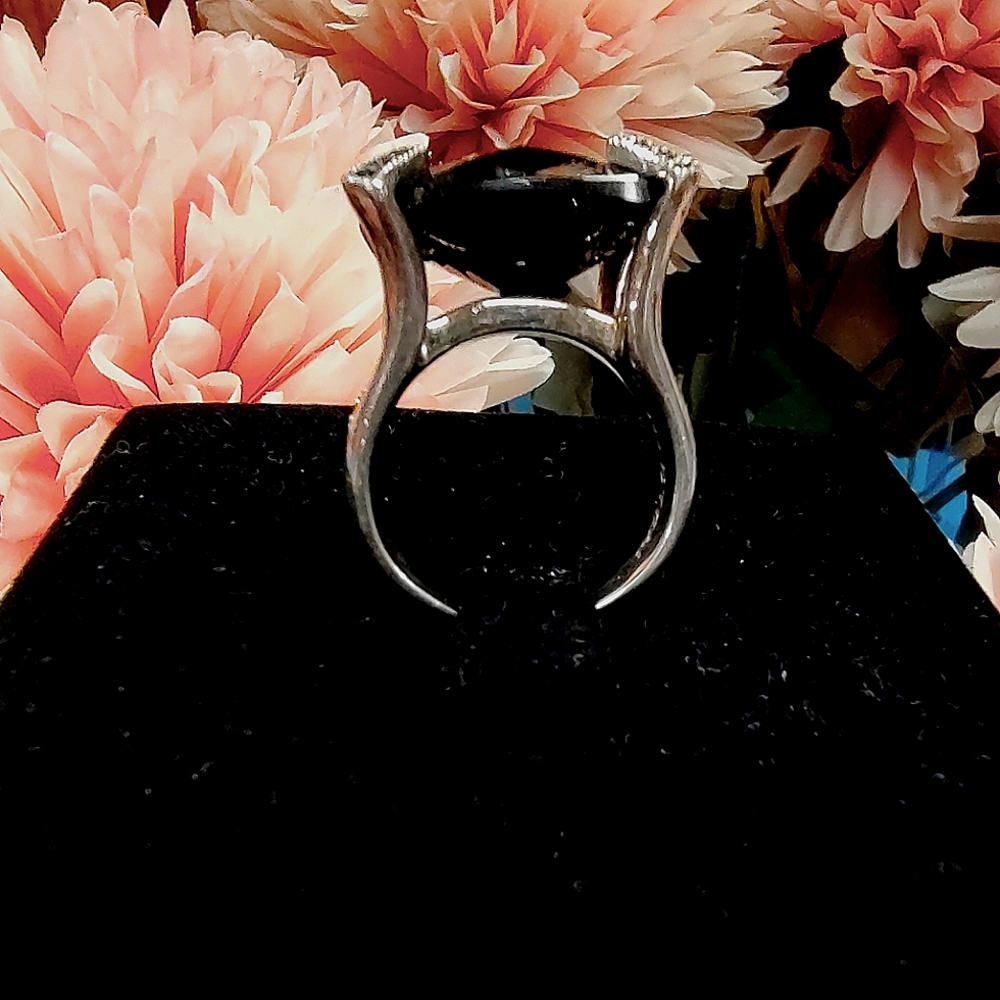 Large Black Stone Ring - image 2